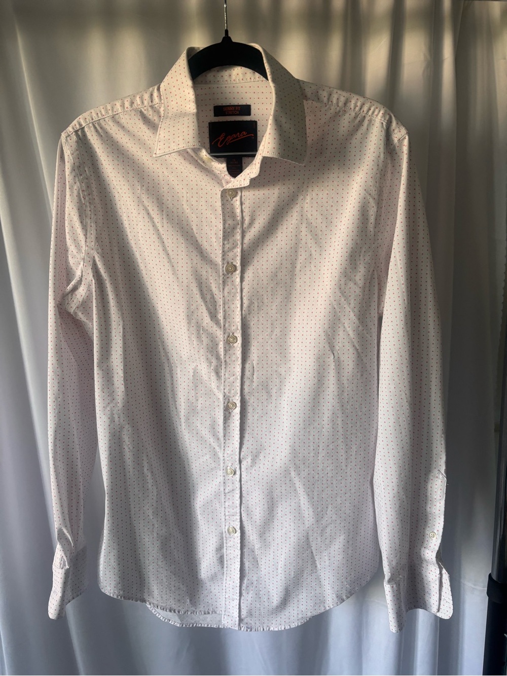 Egara Men's White Micro-Dot Dress Shirt